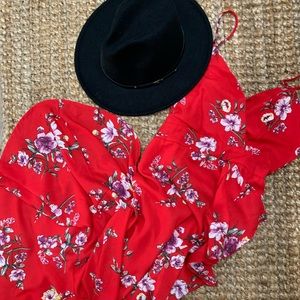 Asymmetric- mid -long back red dress. Never worn